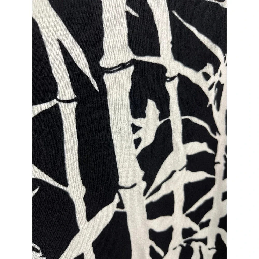 Michael Kors Bamboo Print Boat Neck Top Black White Long Sleeve Made‎ in Italy 4